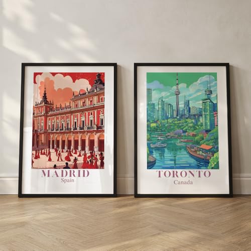 Image of COLOSSAL ART HOUSE Wall Art Set of 2 - 10x13 inch Framed Paintings for Living Room, Bedroom & Home Decor - Modern Wall Decoration for Interior Spaces, Aesthetic & Stylish Design Blue