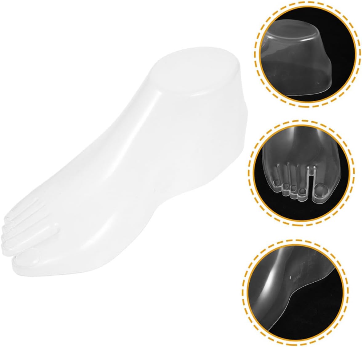 3pairs Female Foot Mannequins for Shoe and Sock Display Transparent Adult Foot Forms for Retail Stores for Sandals and Heels for Photography and Showcases