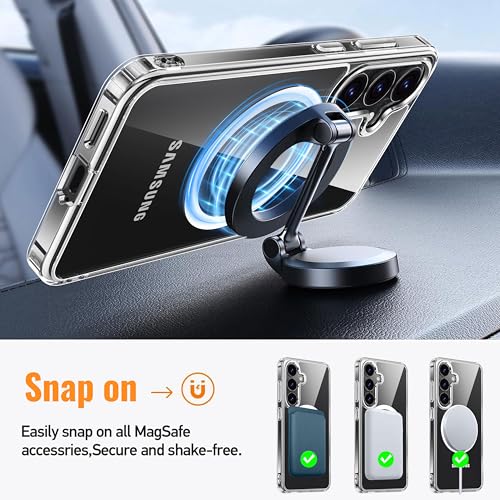 Image of Oterkin Magnetic for Samsung Galaxy S25 Plus Case Clear [Compatible with MagSafe][Anti-Yellowing][Built-in 4 Airbags][Military Grade Protection][Shockproof Slim] S25 Plus Phone Case (Clear)