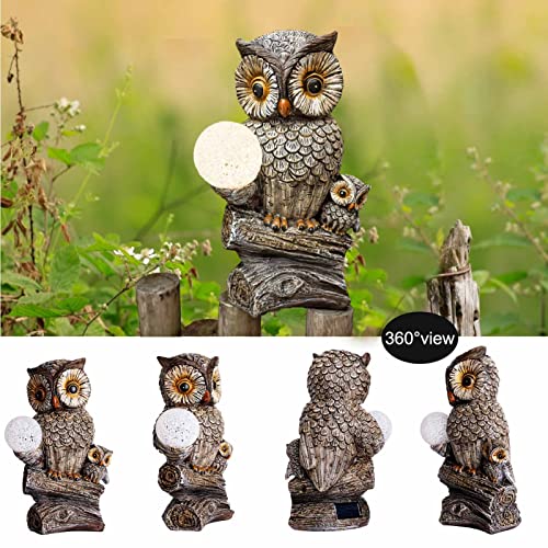 Foreby Garden Decor Owl Statues Outdoor Decorations,Resin Owl Figurines With Solar Power Lighted Ball- Owl Gardening Gifts For Women Owl Lawn Ornaments For Patio Decor Yard Lawn Decoration #TOP3