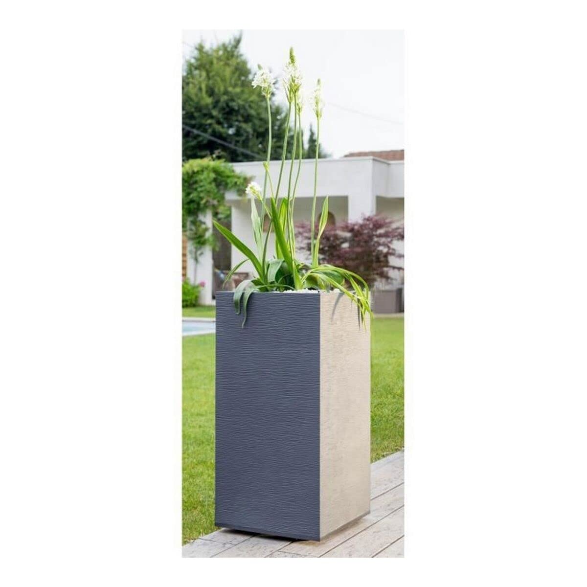 EDA Plastiques Pot carré GRAPHIT Gris anthracite 39,5 x 39,5 x 80 cm 13738 G.ANT SX1