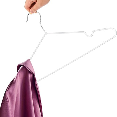 Miniatura 5 de Tosnail Paquete de 50 perchas de metal de alambre de acero inoxidable de 16 pulgadas antideslizantes para ahorrar espacio, organizador de armario,