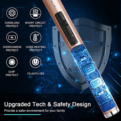 Arectech Lighter Rechargeable Lighter Electric Lighter Candle Lighter Arc Plasma Lighters For Candle Kitchen Camping Type-C Champagne Gold #TOP4