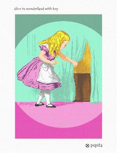 Pepita Needlepoint kit: Alice in Wonderland with Key, 7" x 10"