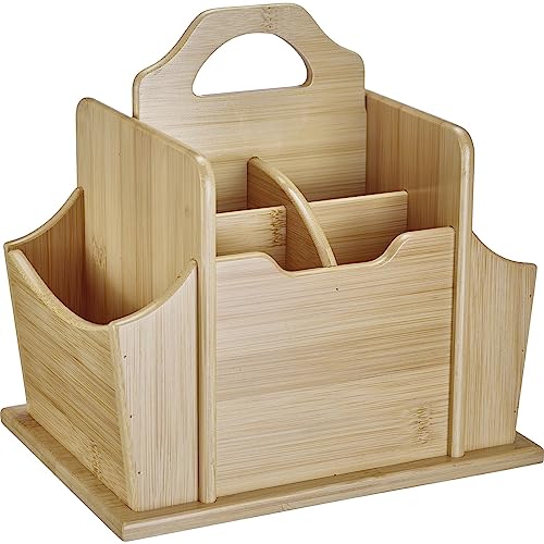 Westmark Tapas + Friends Table Butler - Practical Table Organiser with 7 Compartments, Basket for Cutlery and Napkins, Utensil Holder for Dining Table and Party - Bamboo