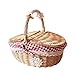 LCZ Cestas De Picnic, Rota Tejida A Mano De Mimbre Cesta De Pascua Caperucita Cesta Portátil Cesta De Picnic con Una Tapa,Beige,S