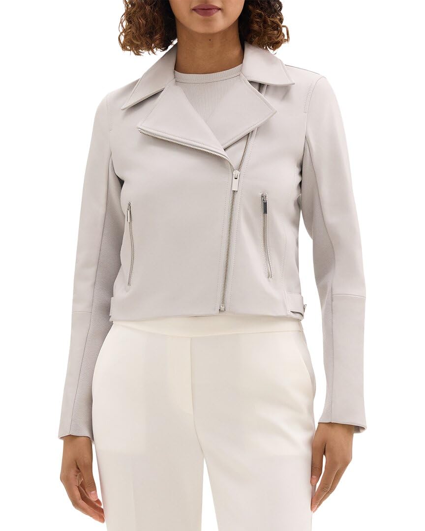 Theory Womens Leather New Moto Jacket, M, Tan