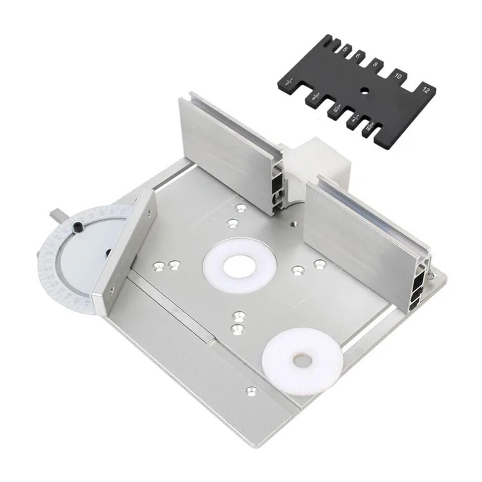 1 zestaw aluminiowego routera stołowego, podkaszarka do obróbki drewna, elektryczne frezowanie drewna, klapka z ukośnym miernikiem, do stołu roboczego DIY, srebrny D