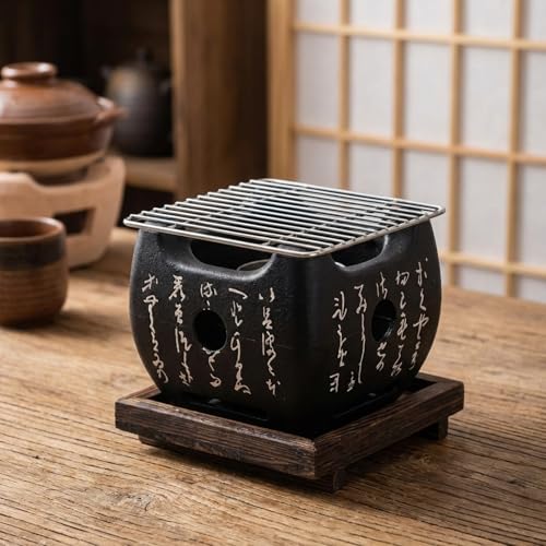 ①長方形 七輪 バーベキュー 炭 焼肉　焼き鳥　コンロ キャンプ 黒 楽天市場】再入荷国産日本製三河焼 しちりん 焼鳥コンロ 黒敷板 アミ