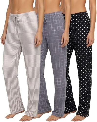 3 Pack Women's Pajama Pants Soft Lounge PJ Bottoms Comfy Sleepwear Pijamas