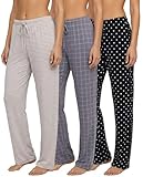 Real Essentials 3 Pack: Women’s Ultra-Soft Comfy Pajama Lounge Pants Sleepwear (Available in Plus Size) Set 2-S