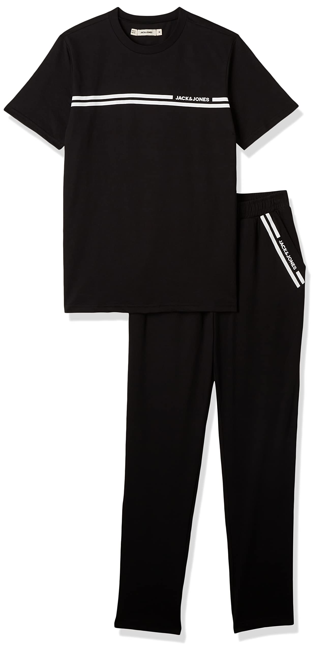 JACK & JONES Men's Jacbasic Ss Tee and Pants Giftbox T-Shirt, Black/Detail:Pants Black, L