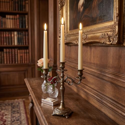 Image of Rechargeable LED Flameless Taper Candles Battery Operated Remote Timer