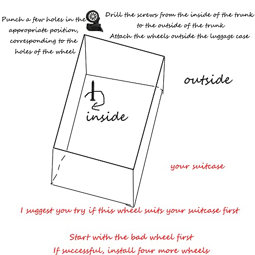 4 stuks vervangende bagagewielen, koffer vervanging zwenkwielen, bagagewielen vervanging, sterk en slijtvast, kan trillingen en lawaai verminderen, geschikt voor de meeste koffers, Trolleys - Image 7