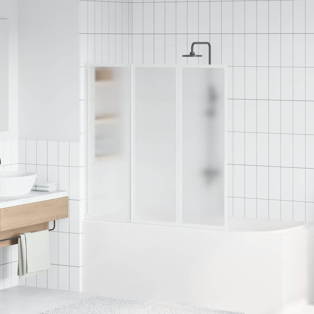 Parete doccia da 120 x 117 cm, 3 pezzi, pieghevole per vasca da bagno, con telaio in alluminio, box doccia salvaspazio per bagno, chiusura universale
