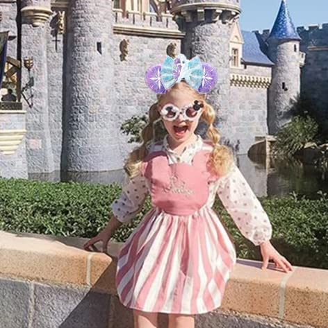 Miniatura 4 de Orejas de ratón para mujer, orejas de ratón de Frozen para niñas, lazo con purpurina, orejas de ratón Elsa, diadema de ratón, recuerdo de fiesta de