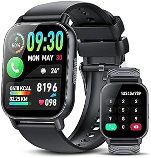 WeurGhy Smartwatch Herren Damen mit Telefonfunktion, 1.85 Zoll Touchscreen Smart Watch mit Pulsmesser Schlafmonitor Schrittzähler, 112 Sportmodi Fitnessuhr, IP68 Wasserdicht Sportuhr für iOS/Android