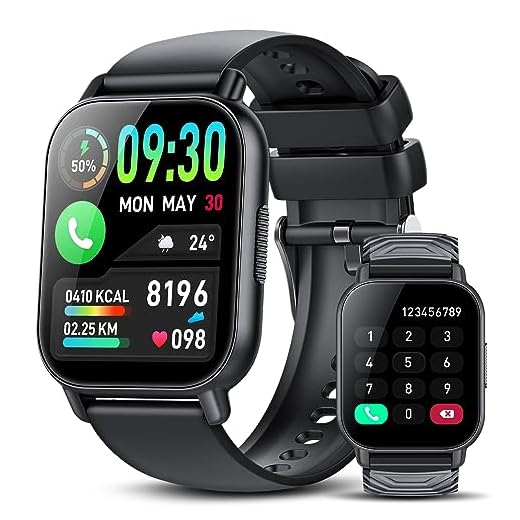 WeurGhy Smartwatch Herren Damen mit Telefonfunktion, 1.85 Zoll Touchscreen Smart Watch mit Pulsmesser Schlafmonitor Schrittzähler, 112 Sportmodi Fitnessuhr, IP68 Wasserdicht Sportuhr für iOS/Android