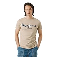 Pepe Jeans T-Shirt da Uomo Elasticizzata Originale, Marrone (Beige Pietra)