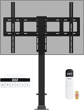 DIHOOL Motorized TV Lift for 85 - 100Giant Screen TVs, Pop Up Vertical TV Stand with Remote Control and Obstacle Detection, 59 Stroke, 37.7- 97.8 Height Adjustable, Smooth, Quiet and Powerful