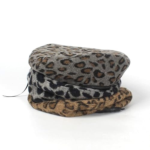 Leopard Beret Hat Women Tweed Painter Hat One Size Fits Most (Leopard Print) #TOP2