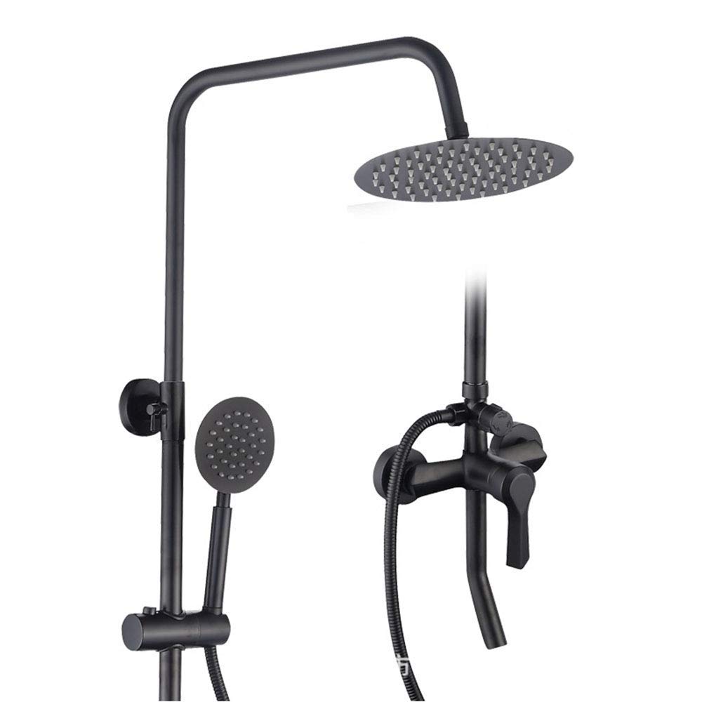 Robinet de douche noir pour une salle de bain moderne avec étagère