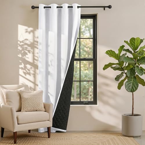 PONY DANCE Doppellagiger Türvorhang Hitzeschutz 1 Stück H 240 x B 140 cm Gardinen Weiss Blickdicht 100% Verdunklungsvorhänge Schlafzimmer Thermovorhang Blickdicht