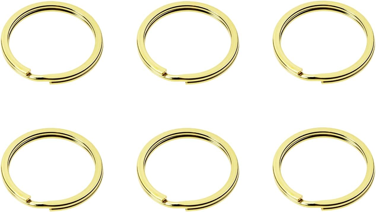 Tupalizy Brass Flat Split Key Rings for Home Office Men Women Car Keys Name Number Dog Tags Jewelry Keychain, 6PCS