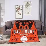 Custom Blanket for Bed Fans Gift Baseball City Winter Summer Fleece Throw Blankets Personalized Name and Number, 30'x40', 50'x60', 70'x80'