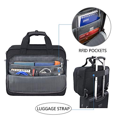 KROSER Rolling Laptop Bag Premium Wheeled Briefcase Fits Up to 17.3 Inch Laptop Overnight Roller Case Computer Bag with RFID Pockets for Travel/Business/Men/Women-Black by KROSER - Image 4