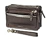 Mens Wrist Leather Bag Double Zip Top Clutch Mobile Money Cab Travel Organiser Pouch HLG820 Brown #2