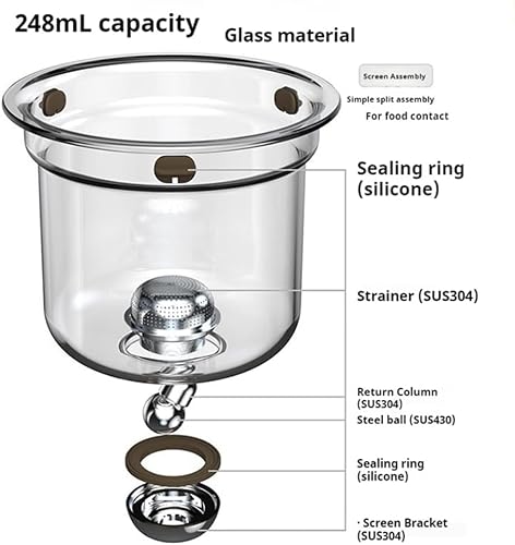 Miniatura 4 de Tetera Enchanti, Tetera De Vidrio Con Separación De Agua Con Mango De Madera, Tetera De Vidrio Con Infusor, Tetera De Vidrio Mágica Con Control De Prensa, Tetera Mágica Enchantipot,Clear 520ml