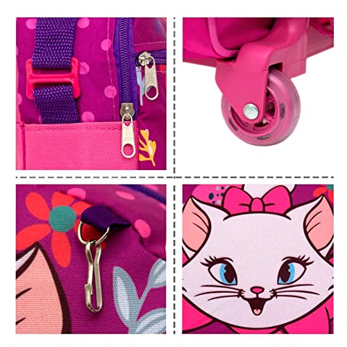 Kit Mochila Infantil com Rodinhas Gata Marie + Lancheira + Estojo