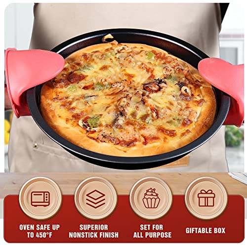 Kitessensu Baking Pans Sets, Nonstick Bakeware Set 7-Piece With Round/Square Cake Pan, Loaf Pan, Muffin Pan, Cookie Sheet, Roast Pan, Cooling Rack, Carbon Steel Bake Set #TOP4