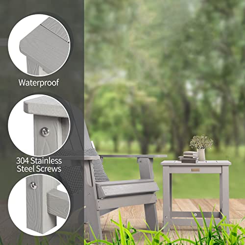 Homeqomi Outdoor Side Table, Hips Plastic Composite Adirondack Patio Table, Weather Resistant End Tables For Outside, Indoor, Patio, Garden, Pool, Porch, Backyard, Lawn, Deck - Grey #TOP2