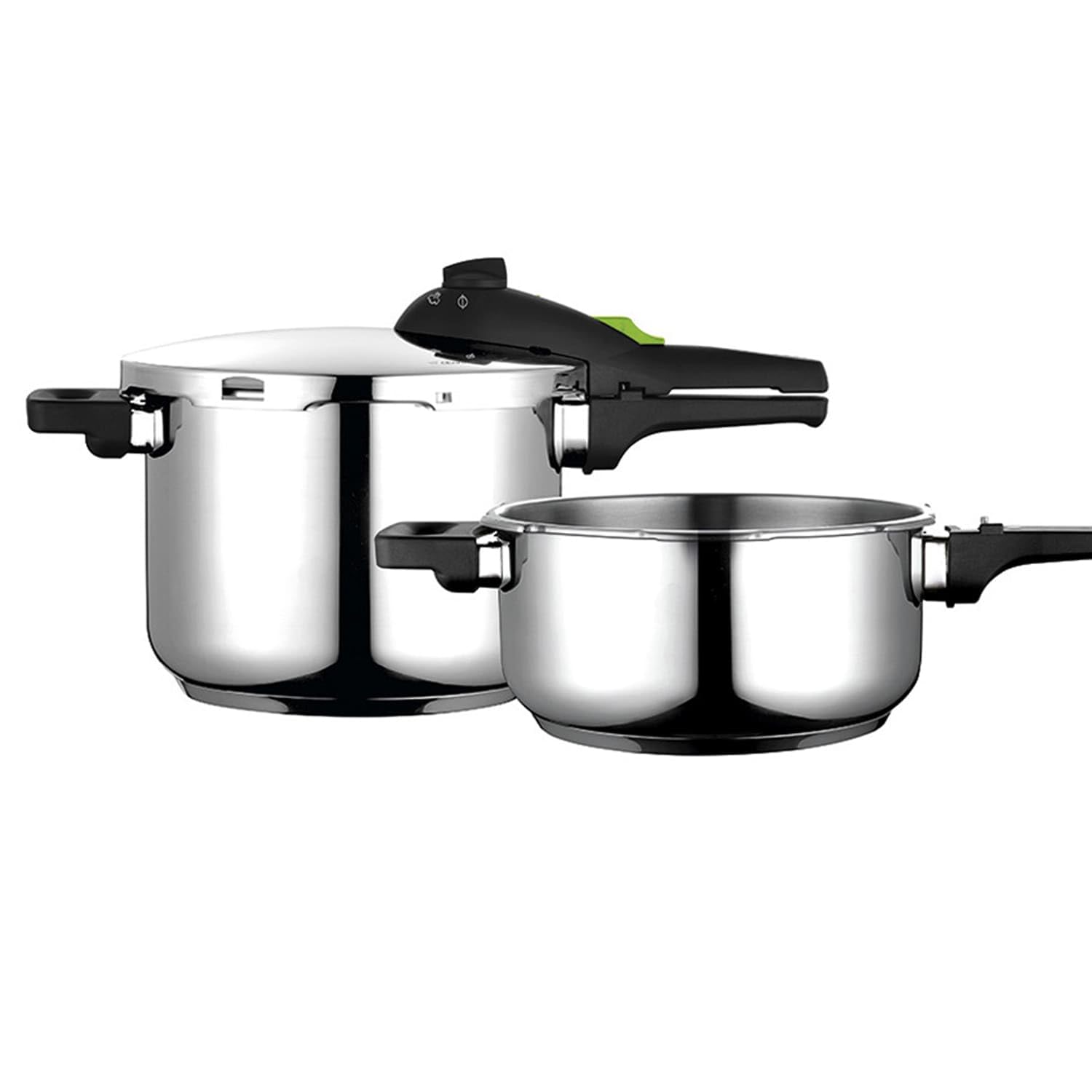 FAGOR RAPID XPRESS olla a presión Súper rápida, Acero Inoxidable, Todo Tipo de cocinas, INDUCCION Fondo termo difusor IMPAKSTEEL Muy Resistente, 5 Sistemas de Seguridad, 2 Niveles de presión (4L+6L)