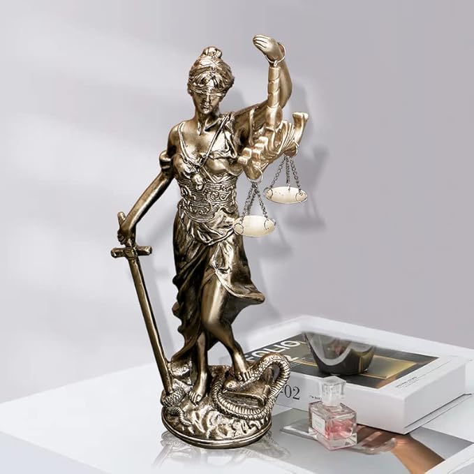 Estatua Dama de la Justicia 30.48 cm Resina Mármol Dorado Decoración miniatura 4