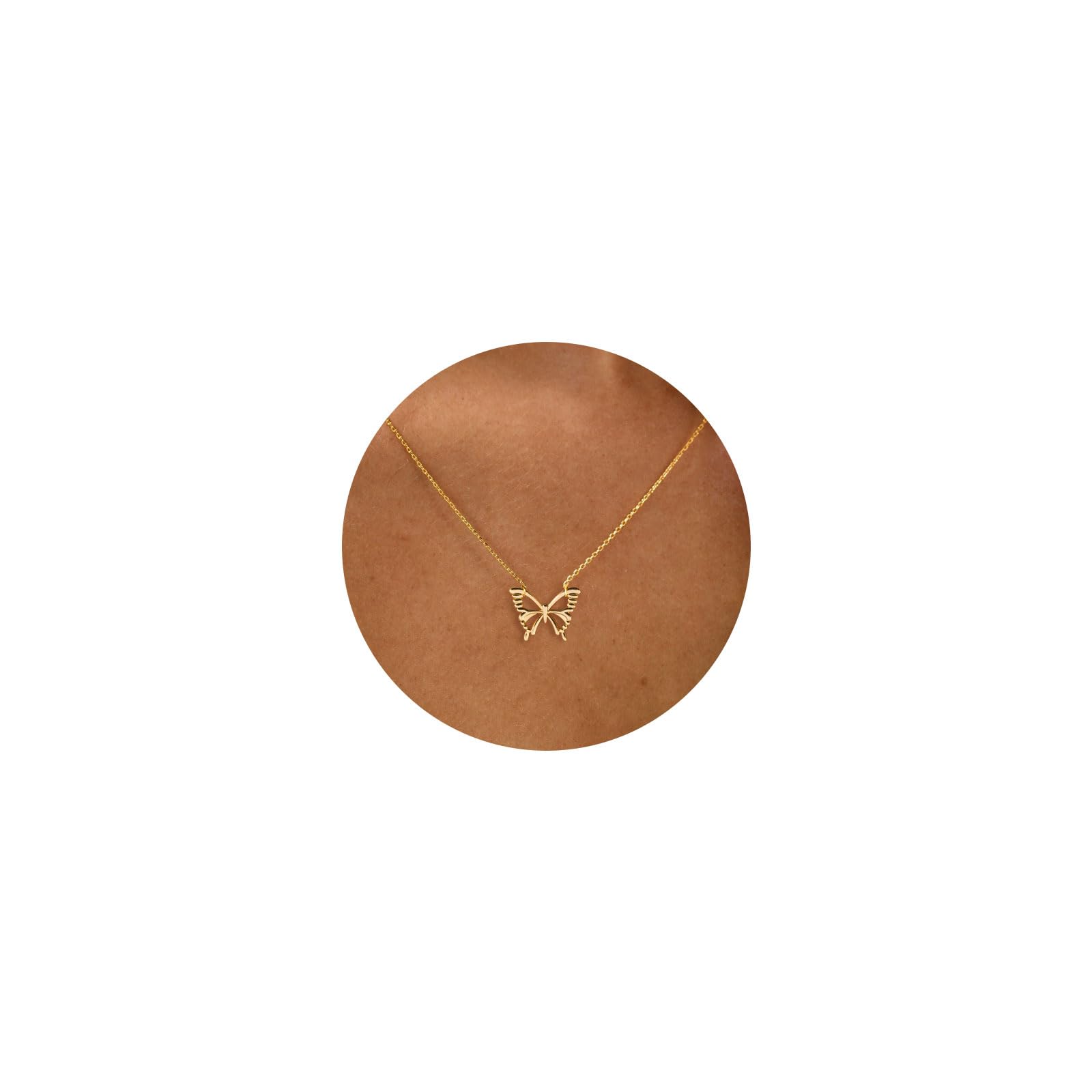 HANLI14K Gold Plated Necklaces for Women - Dainty Butterfly, Star of David, Moon and Star, Sun, Lotus, Infinity, Hummingbird, Bee Pendant Designs - Elegant Jewelry for Women