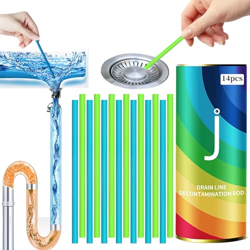 Destapador Para Caño, RUISTLI Destapador de Drenaje-Eliminador de Olores,14 Barras Varillas para Destapar Drenaje,Destapa Caños Quitar Olor de Cañerias,Limpieza Hogar Para Cocina y...