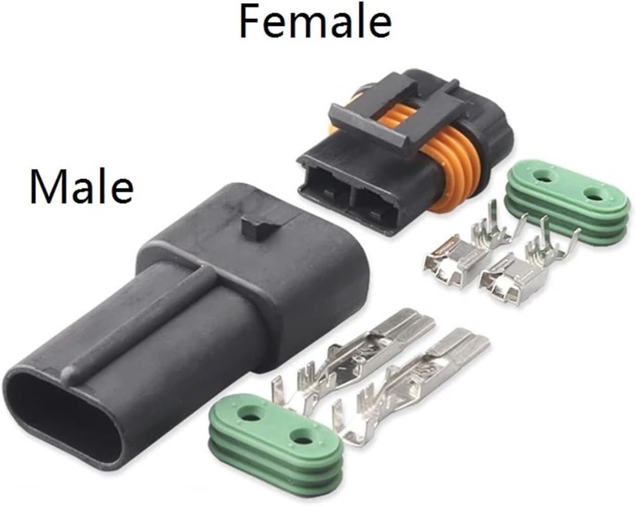 automotive connectors 2 Pin Male Female Connector Sealed Automotive Electrical Socket 12033769 12034269 easy replacement(Male and Female,10 sets)