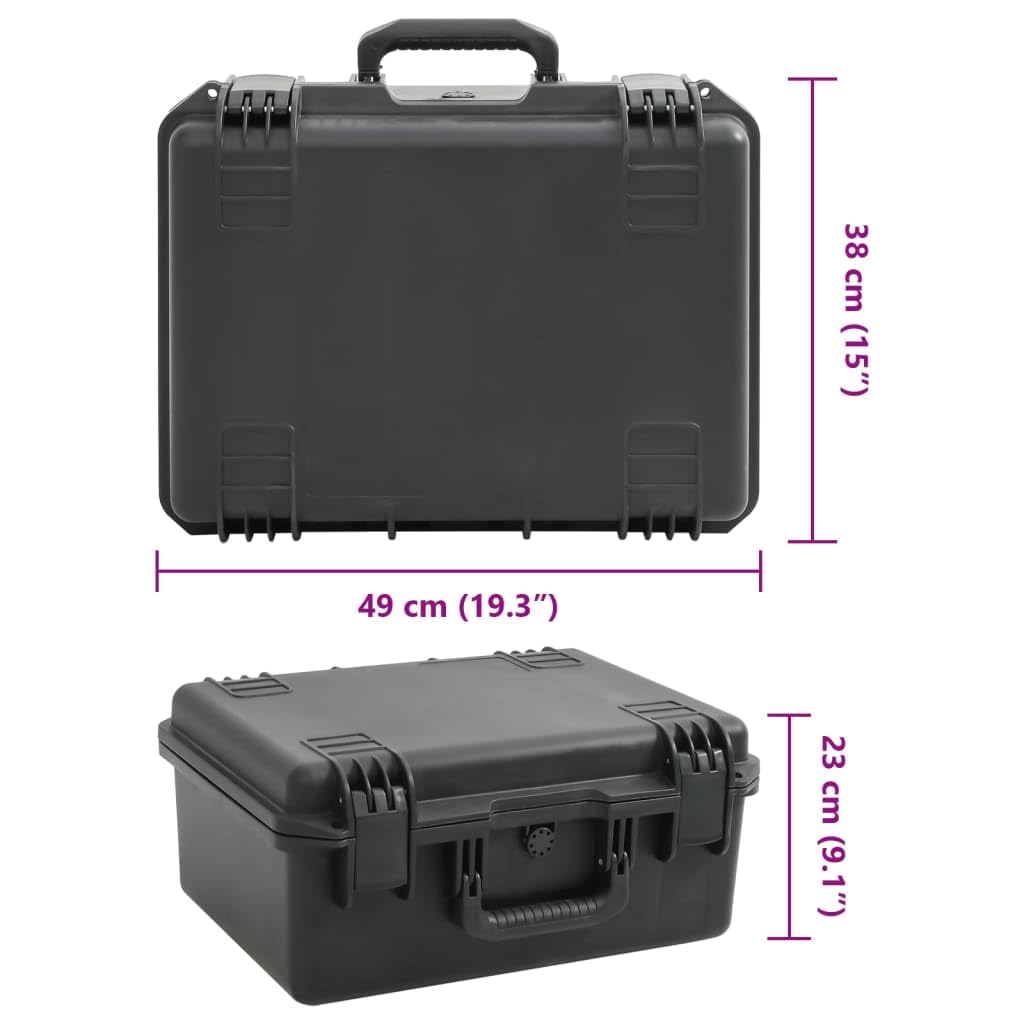 Hartschalenkoffer 19.3 x 15 x 9.1 Zoll, Transportkoffer mit Schaumstoffeinlage, stoßfester Schutzkoffer für Kamera und Elektronik, Schwarz