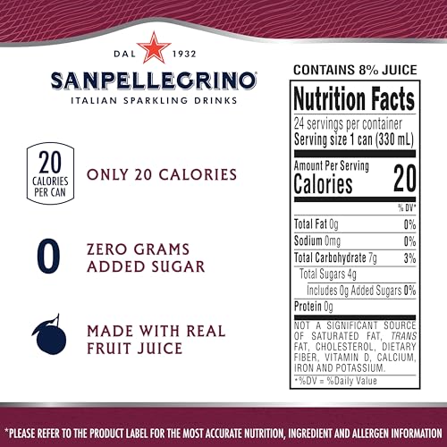 Image of Sanpellegrino Zero Grams Added Sugar Pomegranate & Orange Italian Sparkling Drink, 24 Pack Of 11.15 Fl Oz Cans, Sanpellegrino Italian Sparkling Drinks, Low-Calorie Fruit Juice Beverages