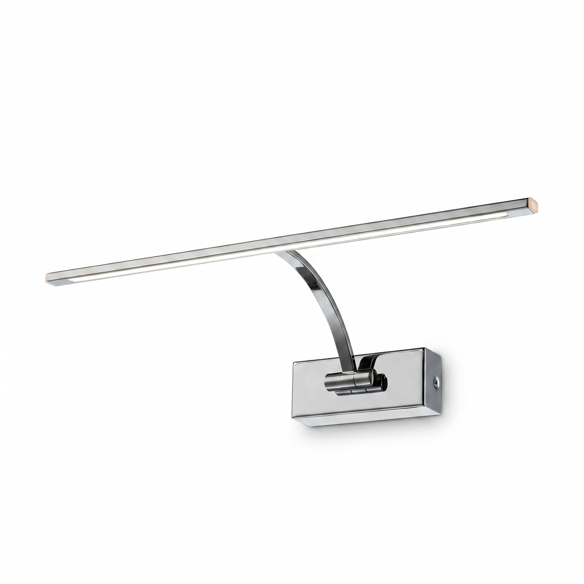 BARCELONA LED Aplique LED para Cuadros 6W Ajustable Cromado | Lámpara de Pared Interior con Brazo Orientable | Luz Cálida 2700K | Iluminacuadros LED CRI>80 para Fotos, Arte, Espejos, Salón y Galerías