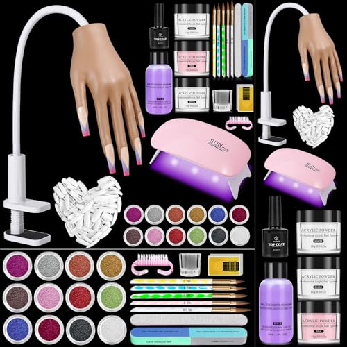 Wilfniee Practice Hand for Acrylic Nails Kit: Fake Silicone Hands Nail Mannequin Hand for Nail Extensions Nail Caving - Flexible Practice Nails Hand Set for Beginner Salon Home
