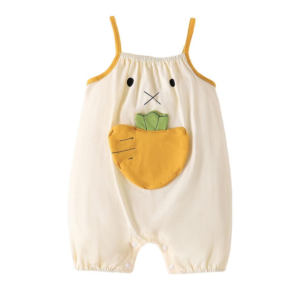 hopscotch Baby Girls Graphic Print Sleeveless Beige Rompers-picture-31