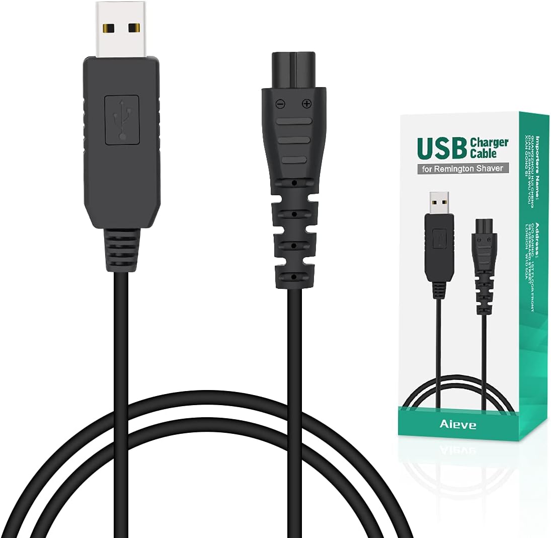 Charger Cable for Remington Shaver,AIEVE 5V Charger Lead USB Power Supply Cord for Remington Beard Trimmer HC4250,HC4255,F3,PF7500,MB4200, MB4130,XR1330,XR1350,XR1400,XR1470,XR1430(1.2m)