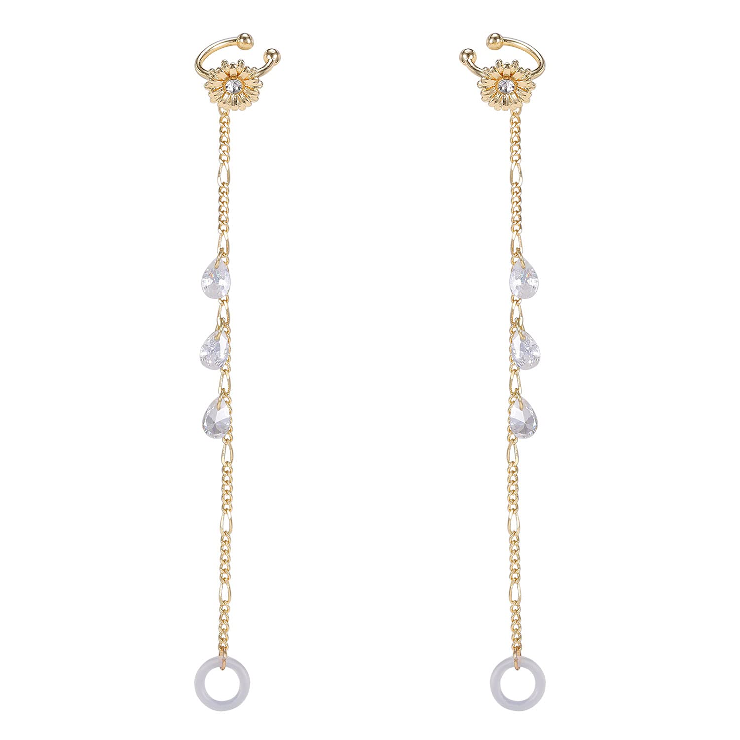 AoedeJ Anti-Lost Holder Earrings for AirPods 14K Gold Plated Dangle Earring Wireless Earphone Holder Strap Compatible with AirPods Pro 1 & 2 (Ear Cuff-3)