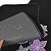 Pretty Rugs Gift Pack - Matching Flowers Design - Black Carpet Floor Mats w/Synthetic Leather Grip Steering Wheel Cover