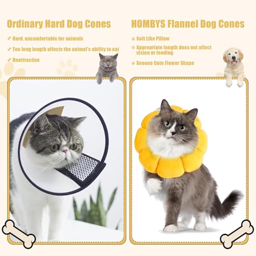 Image of HOMBYS Soft Dog Cone for Dogs and Cats, Cute & Fluffy Flower Shape for Calming, Adjustable Dog Collar Alternative After Surgery, Protective Elizabethan Collar for Dogs Recovery & Stop Licking, S
