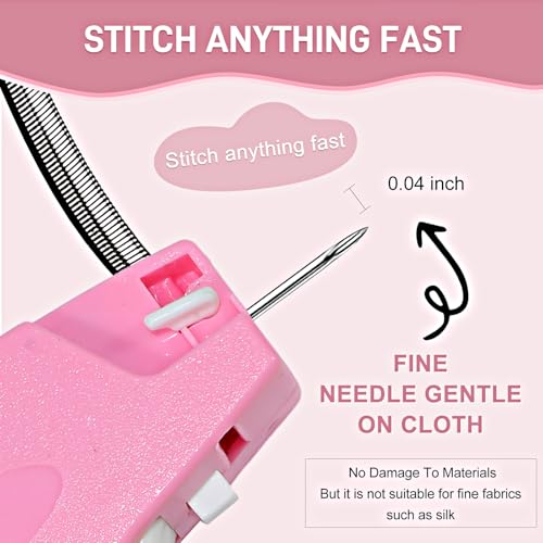 Image of 2026 New Stitch Gun for Clothes, Handheld Quick Clothing Fixer Sewing Kit with 1000 Black & 1000 White Fasteners, 6 Replacement Needles, Bright Pink